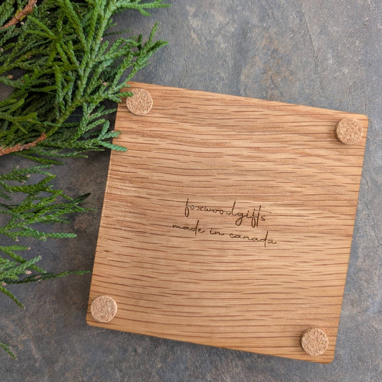 Maple Leaf Wood Inlay Coaster - Made in Canada