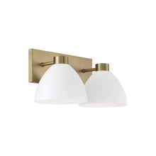 Load image into Gallery viewer, 2-Light Vanity in Aged Brass and White