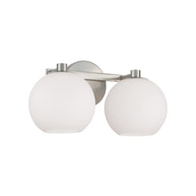 Load image into Gallery viewer, 2-Light Circular Globe Vanity in Brushed Nickel with Soft White Glass
