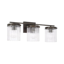 Load image into Gallery viewer, 3-Light Vanity in Oil Rubbed Bronze with Clear Beveled Fluted Glass