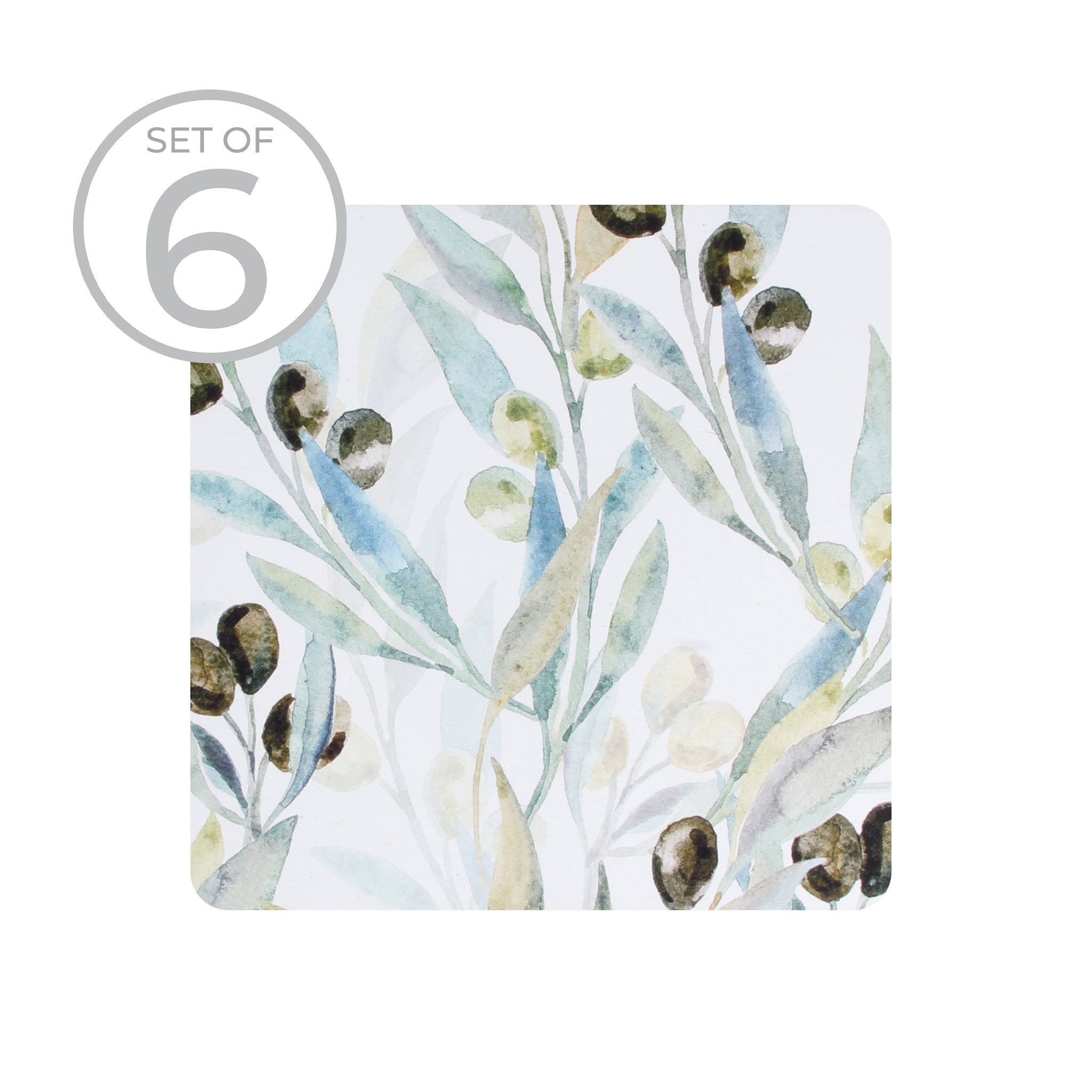 Olive Textured Printed Ceramic Ceramic Coaster Set Of 6