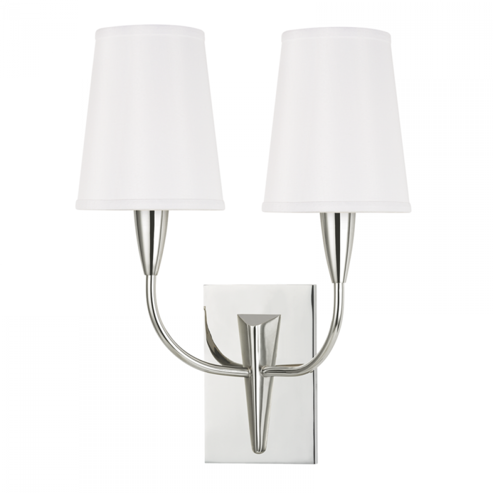 2 LIGHT WALL SCONCE w/WHITE SHADE