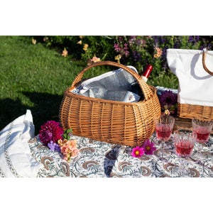 Rectangular Willow Picnic Basket - Cooler Lining