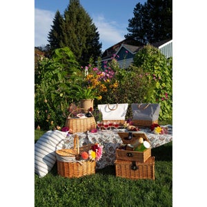 Rectangular Willow Picnic Basket - Cooler Lining