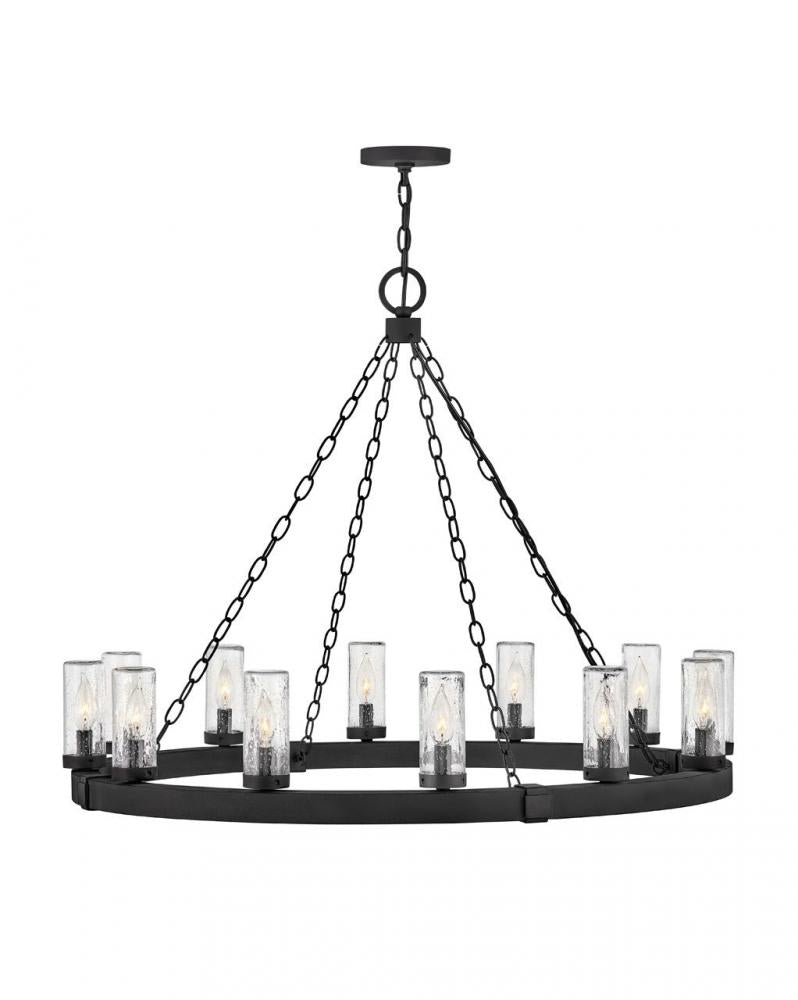 Large Single Tier Chandelier - Black