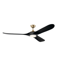 Load image into Gallery viewer, 70 in Mylo Ceiling Fan w/ Satin Etch Cased Opal Glass in Champagne Bronze w/ Jet Black Wood Blades