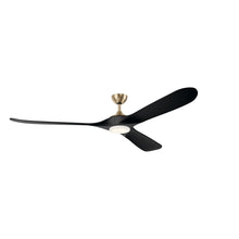 Load image into Gallery viewer, 80 in Mylo Ceiling Fan w/ Satin Etch Cased Opal Glass in Champagne Bronze w/ Jet Black Wood Blades