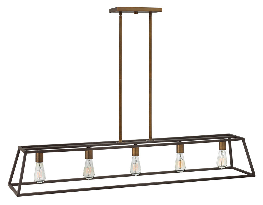 Large Five Light Open Frame Linear - Bronze