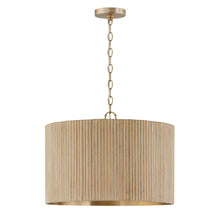 Load image into Gallery viewer, 3-Light Pendant in Matte Brass and Handcrafted Mango Wood in White Wash