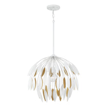Load image into Gallery viewer, 1-Light Botanical Pendant in Matte White and Buffed Gold