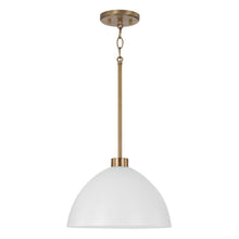 Load image into Gallery viewer, 1-Light Pendant in Aged Brass and White