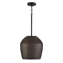 Load image into Gallery viewer, 1-Light Handcrafted Terracotta Pendant in Umber and Matte Black