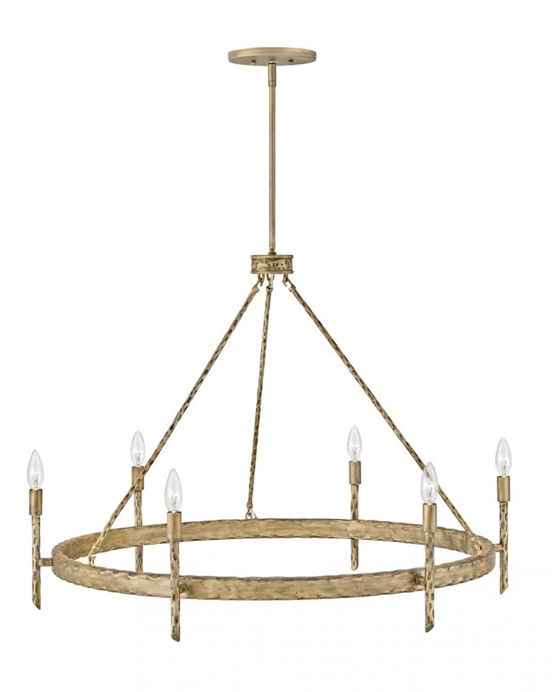 Large Single Tier Chandelier - Gold