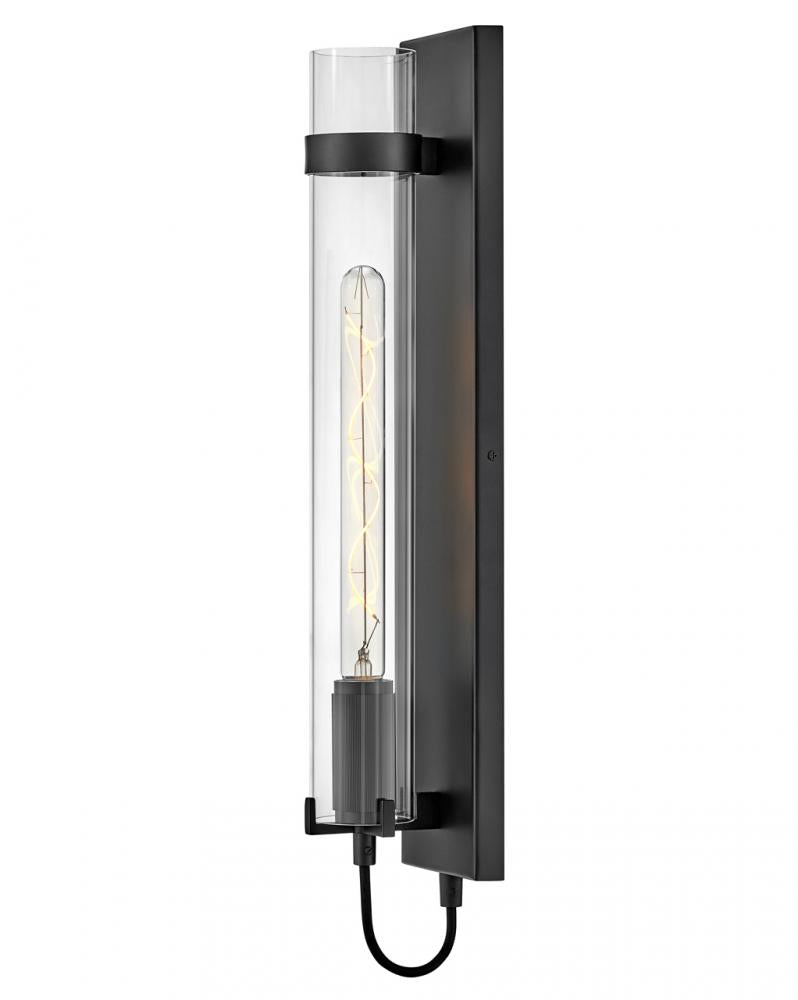 Large Tall Single Light Sconce - Black