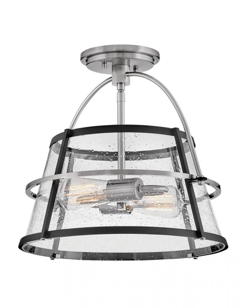 Medium Semi-Flush Mount - Black|Nickel