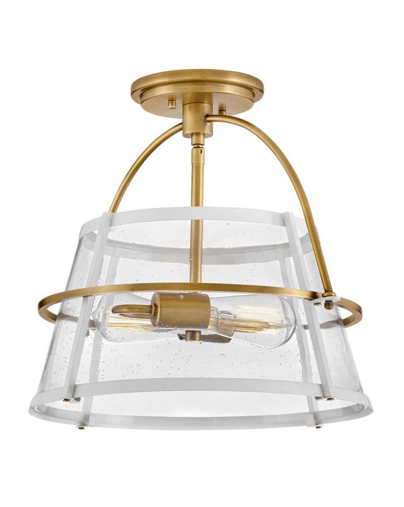 Medium Semi-Flush Mount - Brass|White