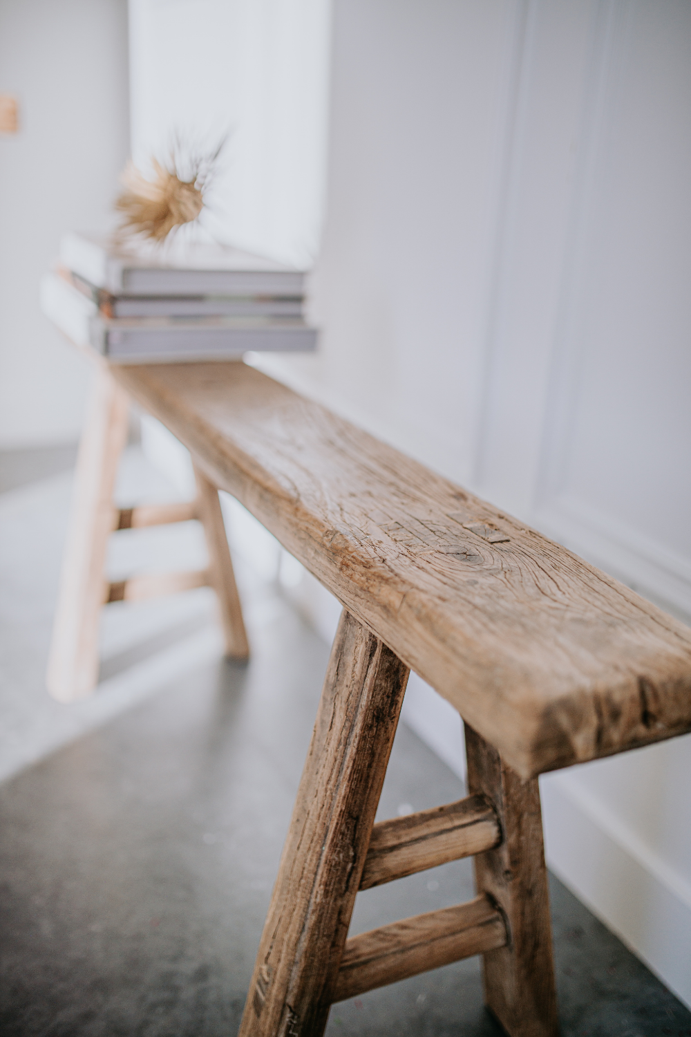 Bench Skinny Wooden Stool Reclaimed Elm Wood