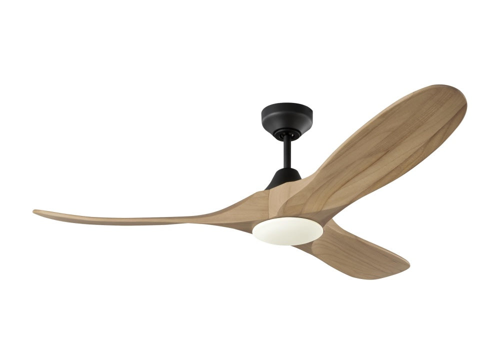 Maverick Smart 52 LED in Midnight Black with Natural Honey Blades and Light Kit