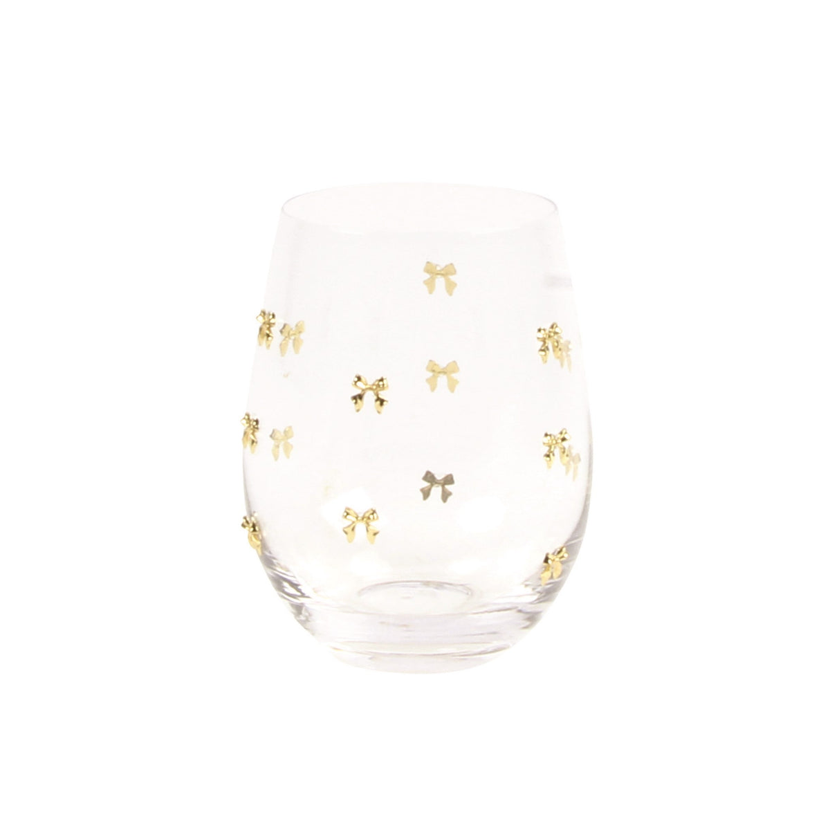 Bow Embellished Classic Stemless Wine Glass Gold