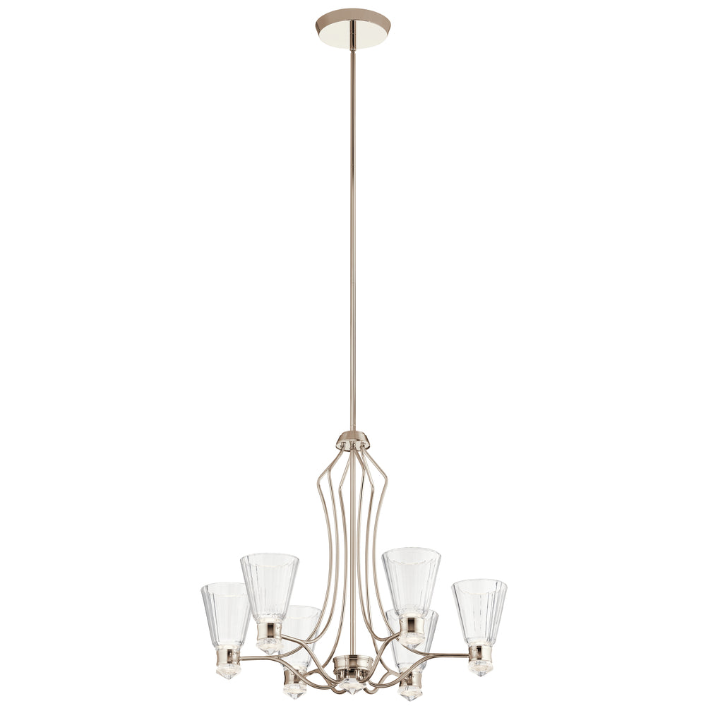 Kayva??7.75" LED 6 Light Chandelier Polished Nickel