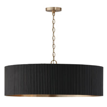 Load image into Gallery viewer, 4-Light Chandelier in Matte Brass and Handcrafted Mango Wood in Black Stain