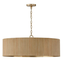 Load image into Gallery viewer, 4-Light Chandelier in Matte Brass and Handcrafted Mango Wood in White Wash