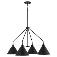 Load image into Gallery viewer, 4-Light Modern Metal Chandelier in Matte Black with White Interior