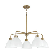 Load image into Gallery viewer, 5-Light Chandelier in Aged Brass and White
