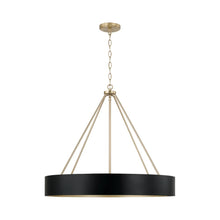 Load image into Gallery viewer, 4-Light Modern Circular Metal Chandelier in Matte Black with Painted Matte Brass Interior