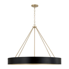 Load image into Gallery viewer, 6-Light Modern Circular Metal Chandelier in Matte Black with Painted Matte Brass Interior