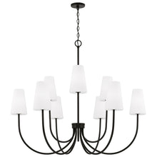 Load image into Gallery viewer, 9-Light Two-Tier Chandelier in Matte Black with Tapered Soft White Glass