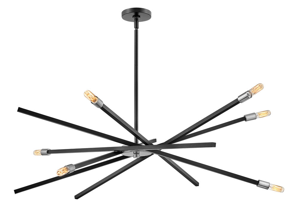 Large Adjustable Single Tier Chandelier - Black