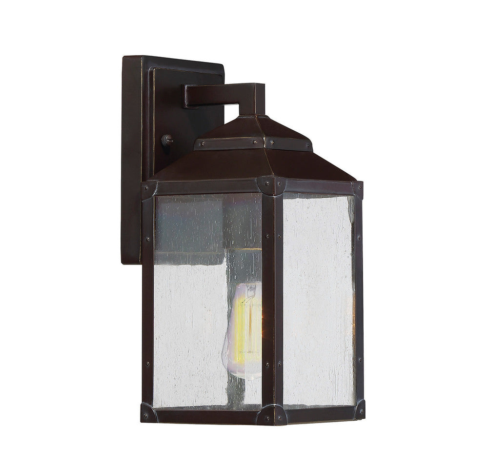 Bren 1-Light Outdoor Wall Lantern in English Bronze with Gold