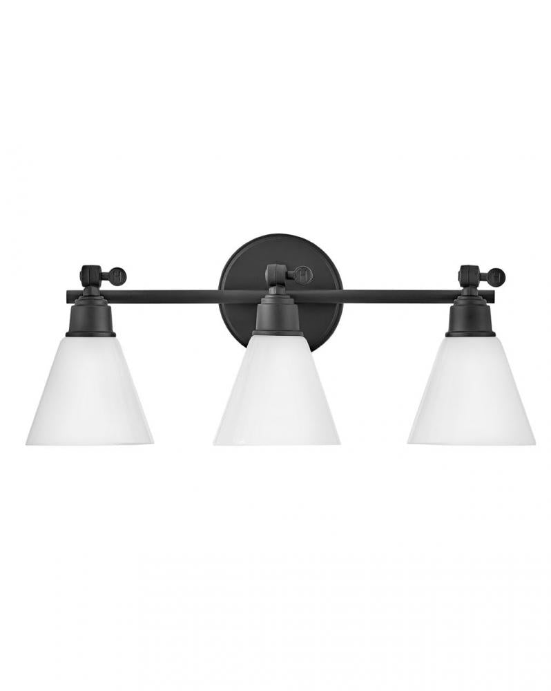 Medium Adjustable Three Light Vanity - Black