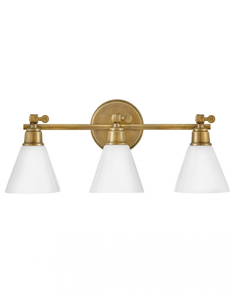 Medium Adjustable Three Light Vanity - Brass