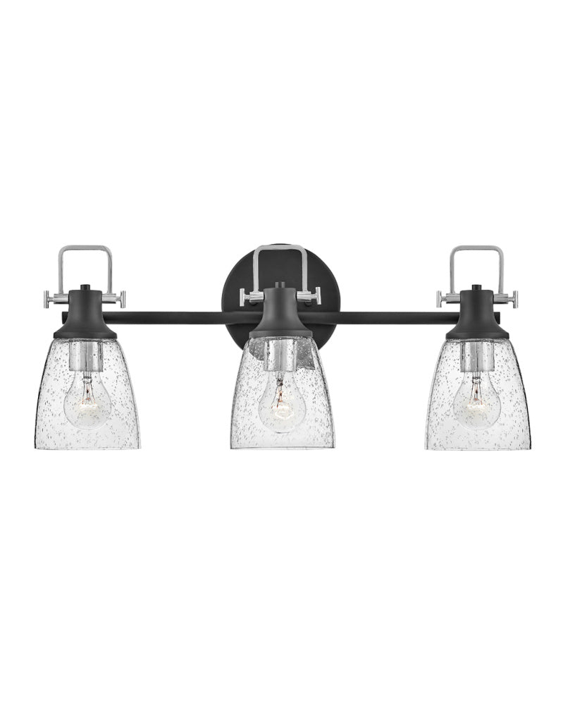 Medium Three Light Vanity - Black|Chrome