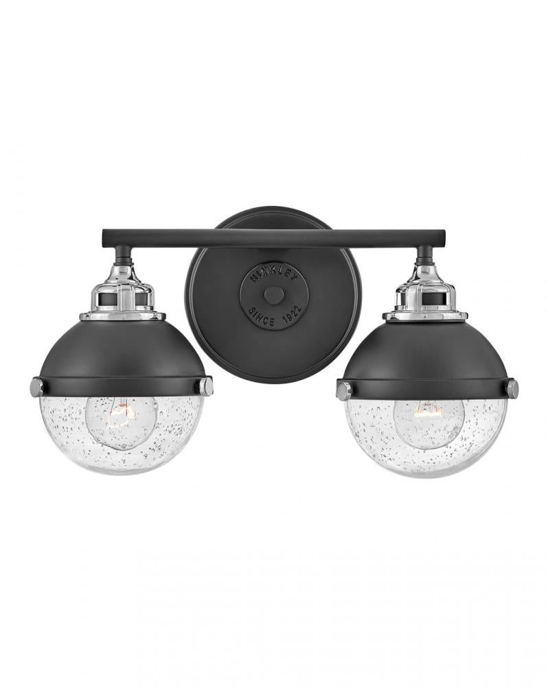 Small Two Light Vanity - Black|Chrome
