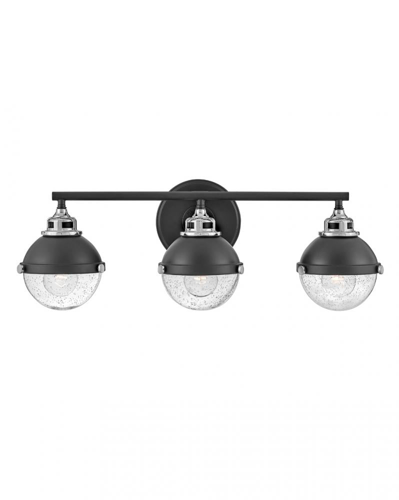 Medium Three Light Vanity - Black|Chrome