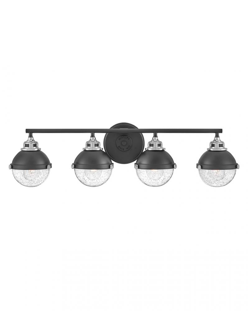 Large Four Light Vanity - Black|Chrome