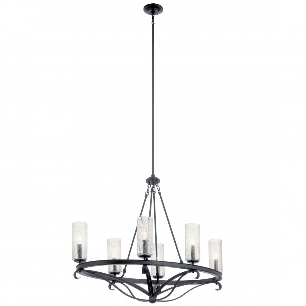 Krysia?????6 Light Oval Chandelier Black