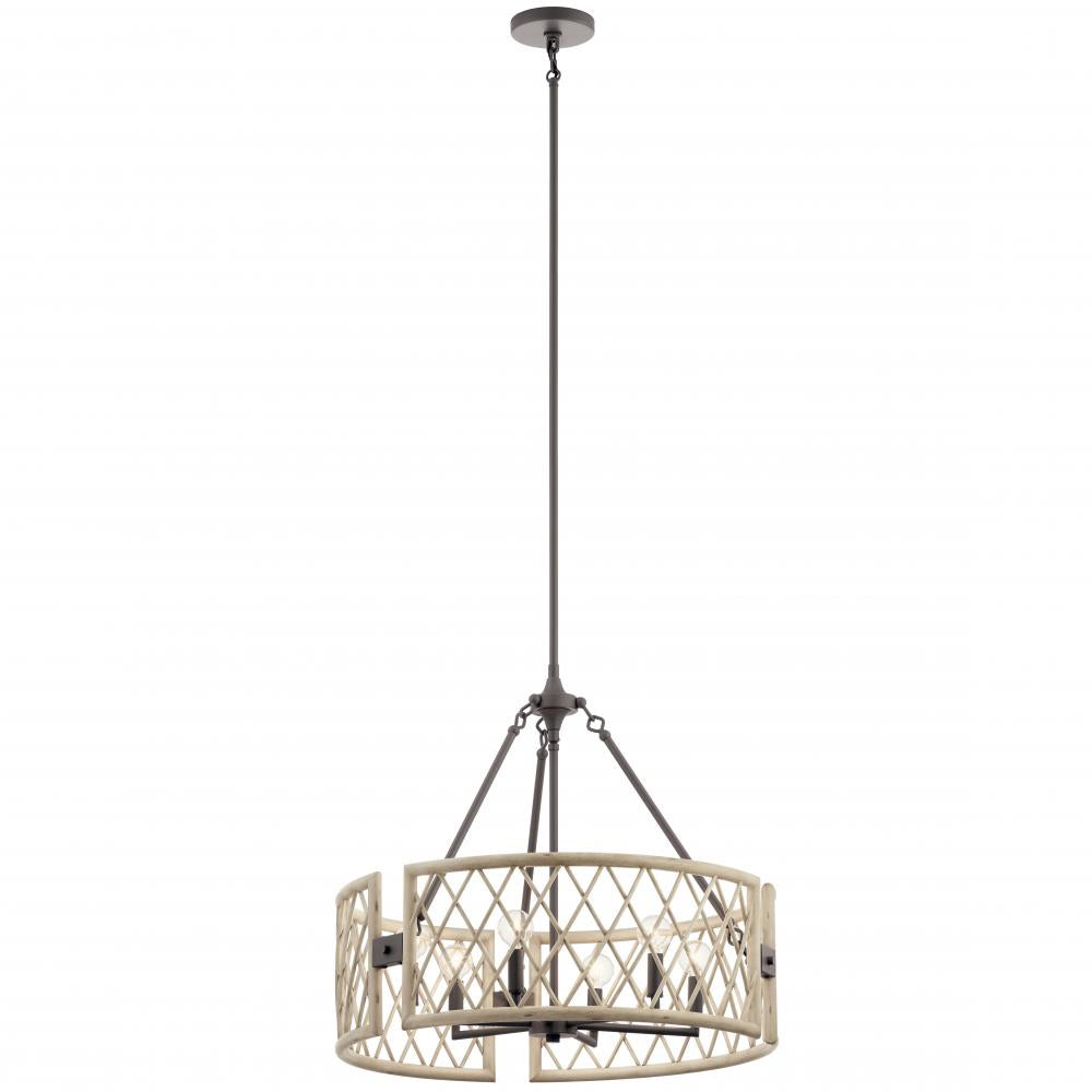 Oana?????6 Light Chandelier White Washed Wood