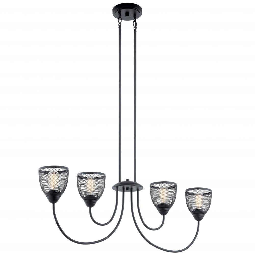 Voclain??4 Light Linear Chandelier Black