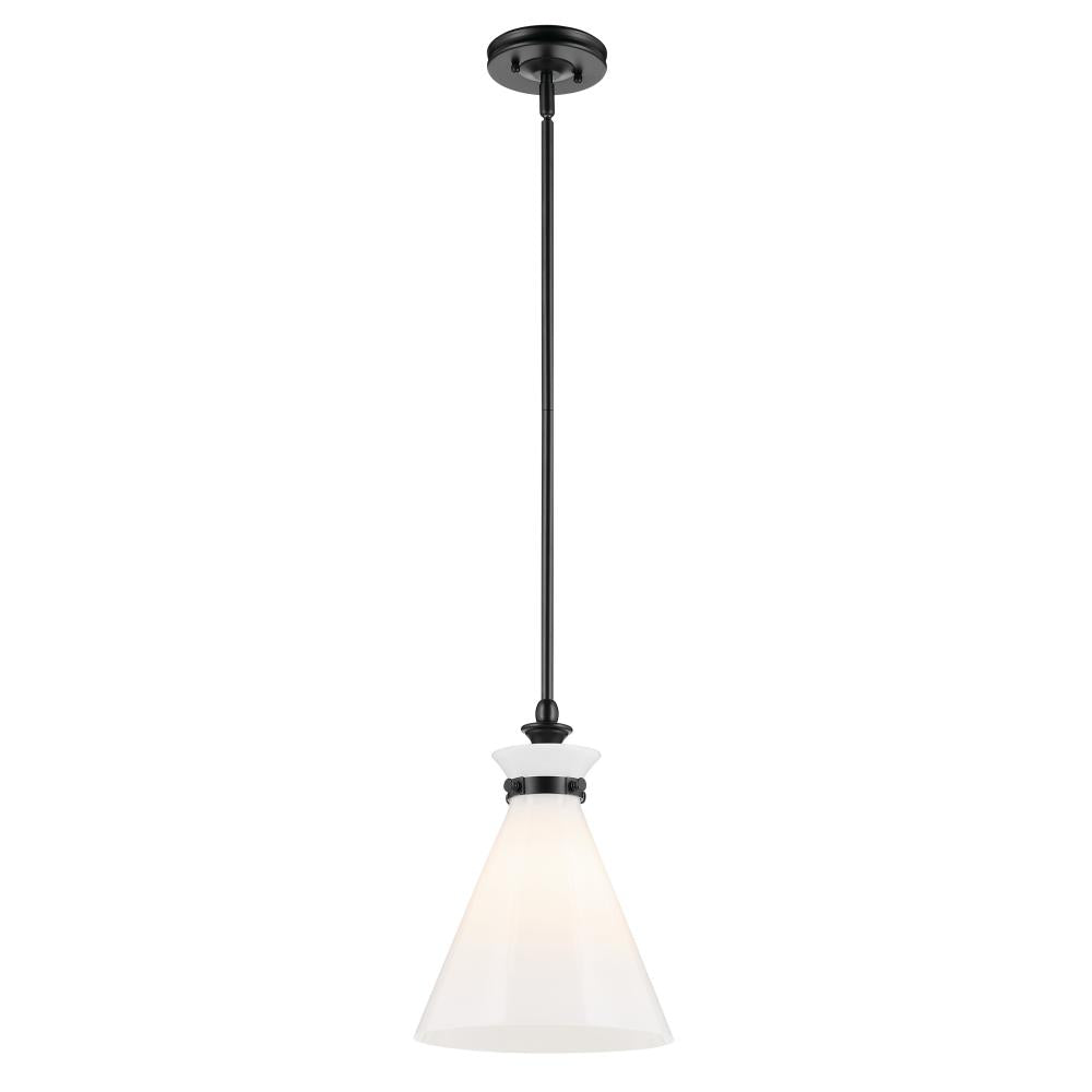 Laria 10.5 Inch 1 Light Pendant with Opal Glass in Black