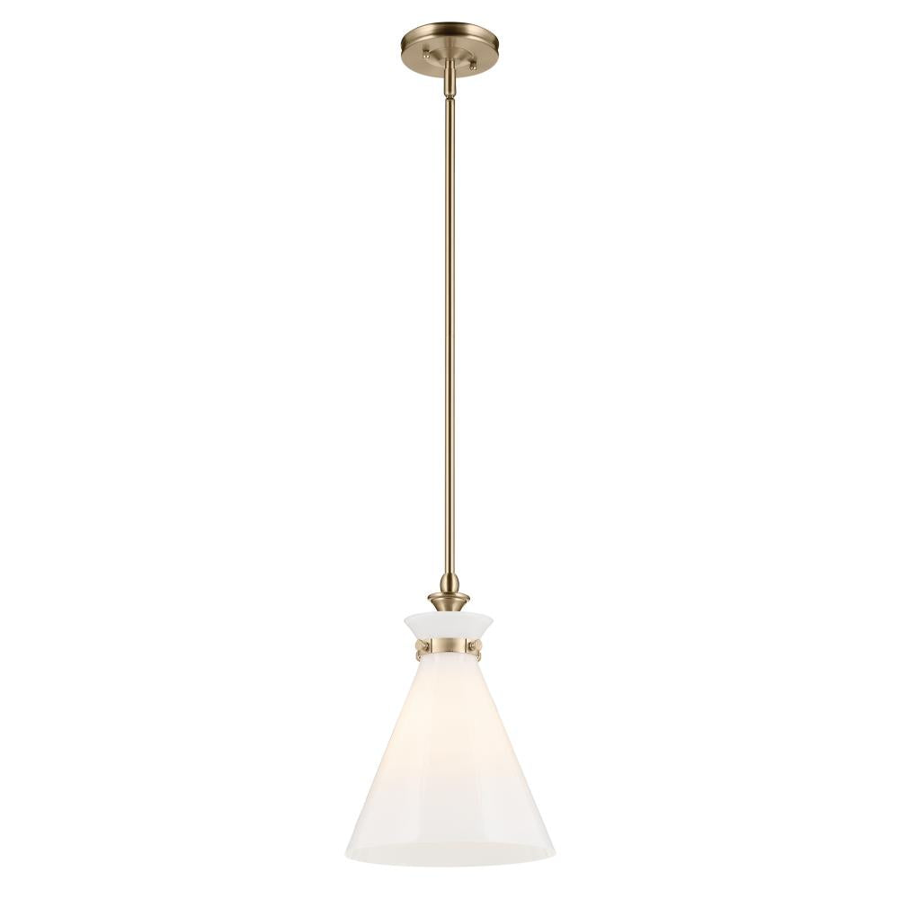 Laria 10.5 Inch 1 Light Pendant with Opal Glass in Champagne Bronze