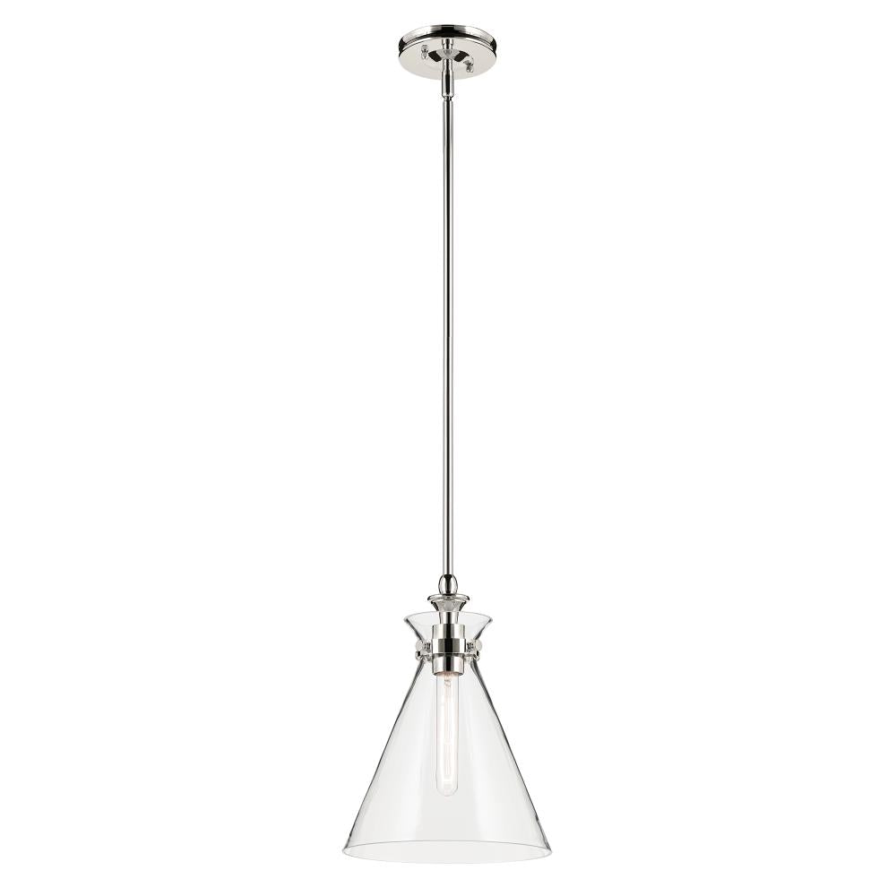 Laria 10.5 Inch 1 Light Pendant with Clear Glass in Polished Nickel