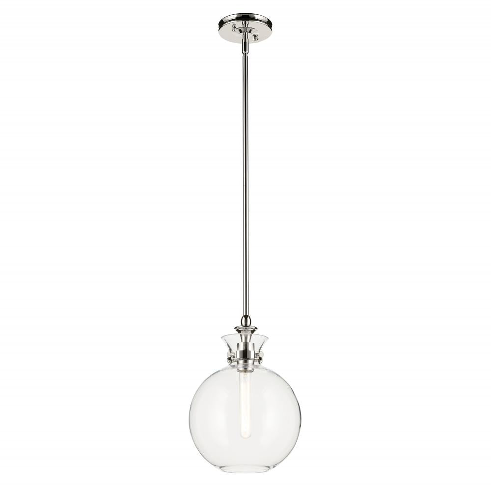 Laria 10.25 Inch 1 Light Pendant with Clear Glass in Polished Nickel