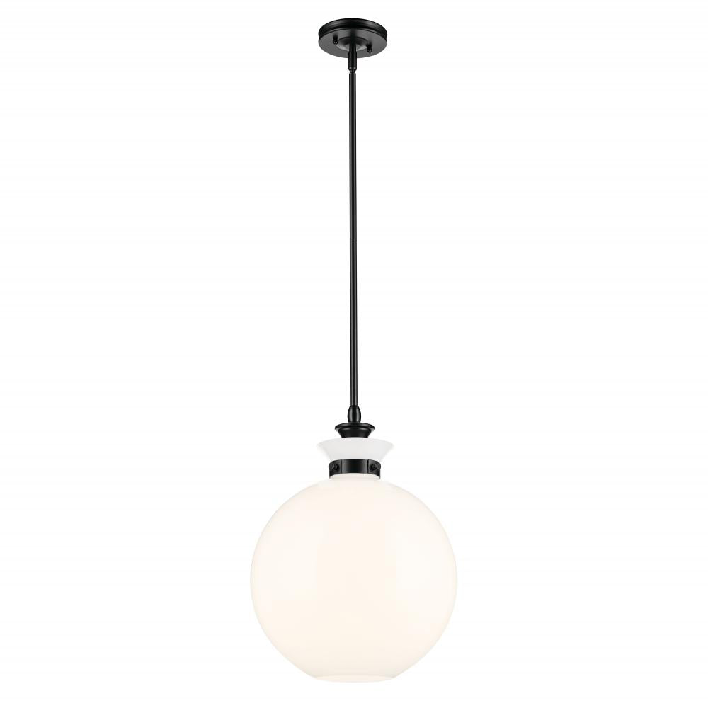 Laria 15 Inch 1 Light Pendant with Opal Glass in Black