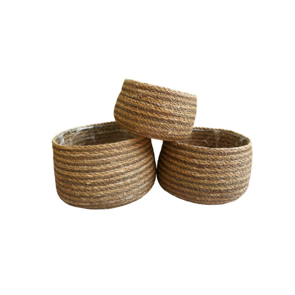 Set of 3 Natural Planters