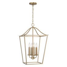 Load image into Gallery viewer, 4-Light Foyer Pendant Lantern in Matte Brass