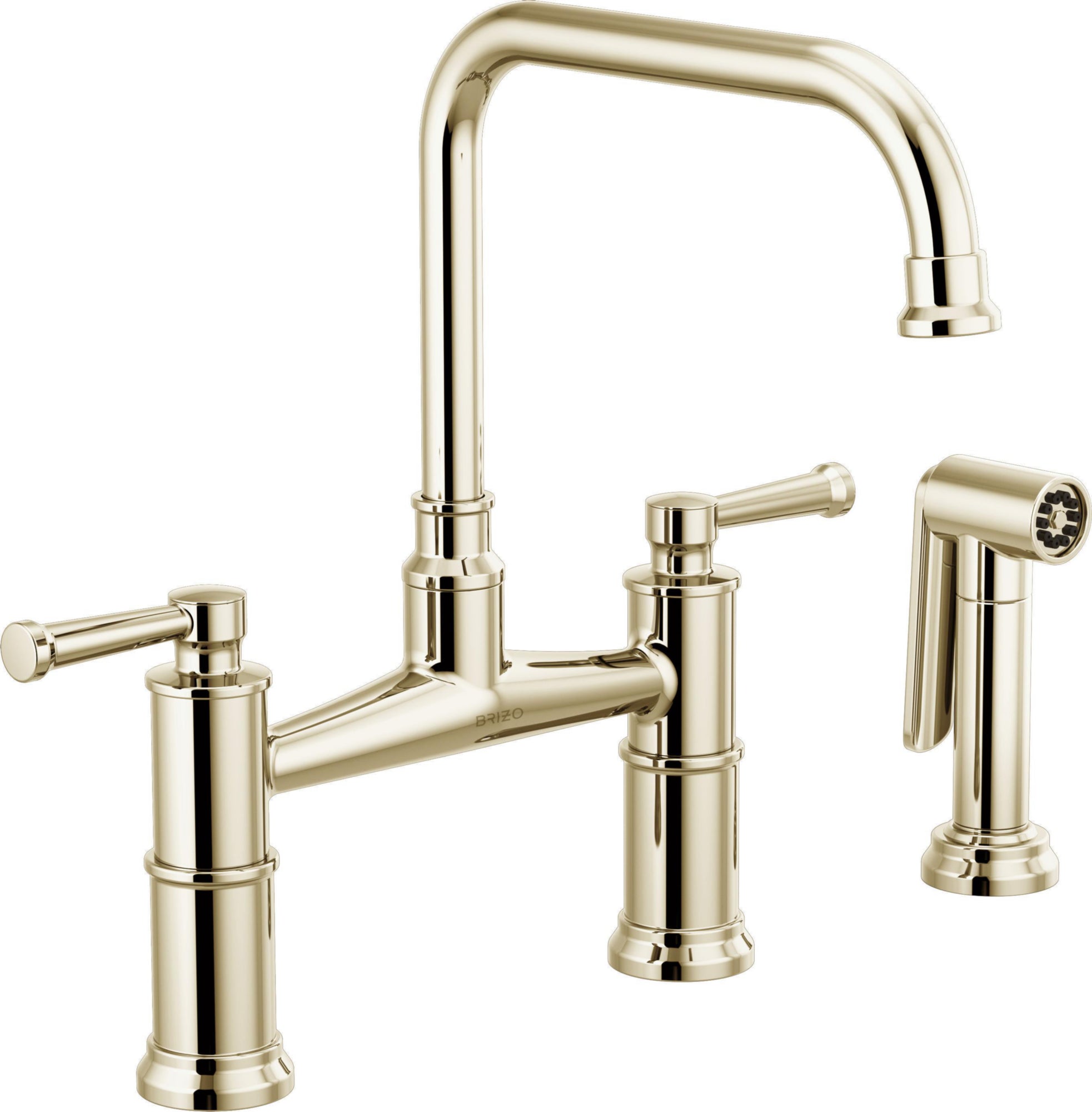 TWO HANDLE BRIDGE KITCHEN FAUCET WITH SPRAY